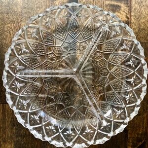 Jewelite 8” Divided Crystal Serving Dish by Gibson Snacks Trinkets